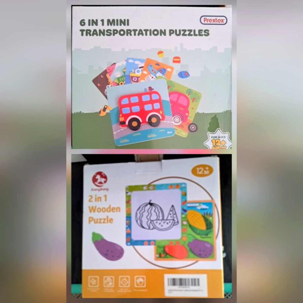 2 Boxes Of Wood Puzzles for Toddlers